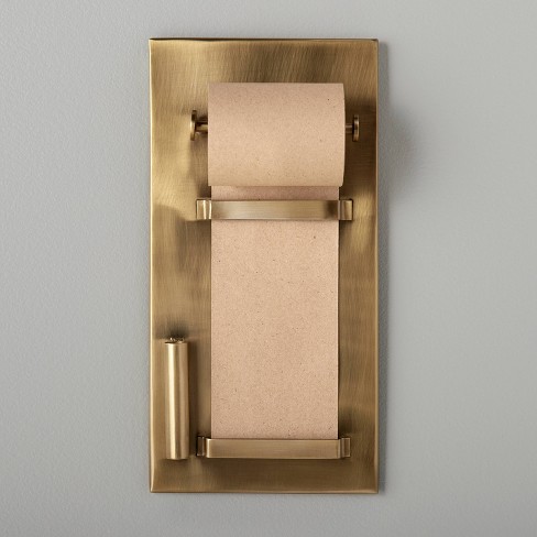 Brushed Metal Paper Roll Holder Brass Finish - Hearth & Hand™ With