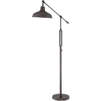 Franklin Iron Works Industrial Downbridge Floor Lamp LED Oil Rubbed Bronze Adjustable Metal Shade for Living Room Reading Bedroom