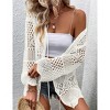 Clearlove Women Knitted Cardigan Lightweight Tie Front Hollow Out Long Sleeves Summer Knit Cover Cardigans - 3 of 4