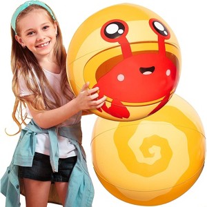 Aquamazing Giant Heavy Duty 16" Beach Ball for Kids & Adults, XL 4x Thicker PVC Durable Pool Float-Water Toy for Volleyball, Play, Summer Activity - 1 of 4