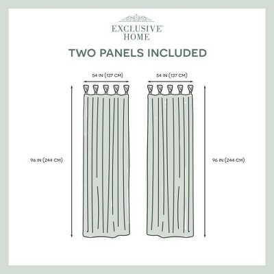 Dove Grey Linen Braided Tab Top Curtain Panels, 54" x 96"