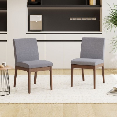 Coolbibila Modern Solid Rubber Wood Legs Dining Chairs Set of 2,Fabric Upholstered Dining Chair, Armless High Back Kitchen Dining Chair