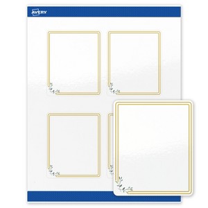 Avery 4" x 3-1/3" Labels, Gold Double Border with Florals, 40 ct - 1 of 4
