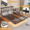 Kumasinova Full/Queen Floating Bed Frame with RGB LED Lights,Platform Bed Frame with USB Charging Station & Storage Headboard,Heavy Duty Steel Slats - 3 of 4
