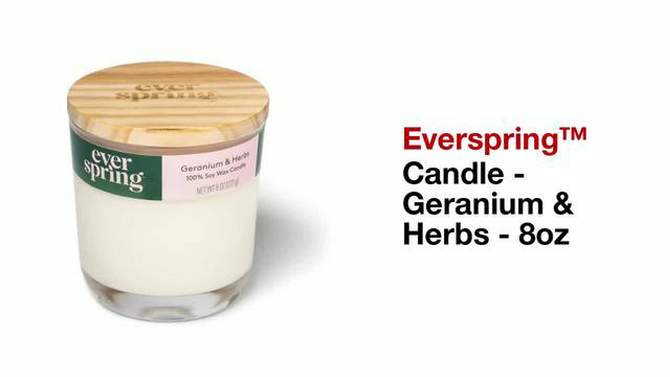 2-Wick Geranium &#38; Herbs 100% Soy Wax Candle - 8oz - Everspring&#8482;, 2 of 8, play video