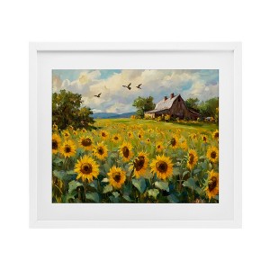 Stupell Industries Sunflower Farm Floral Field Framed Print Under Glass Art - 1 of 4