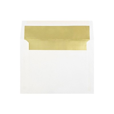 JAM Paper 6 x 8 Foil Lined Booklet Envelopes White with Gold Lining 3243667