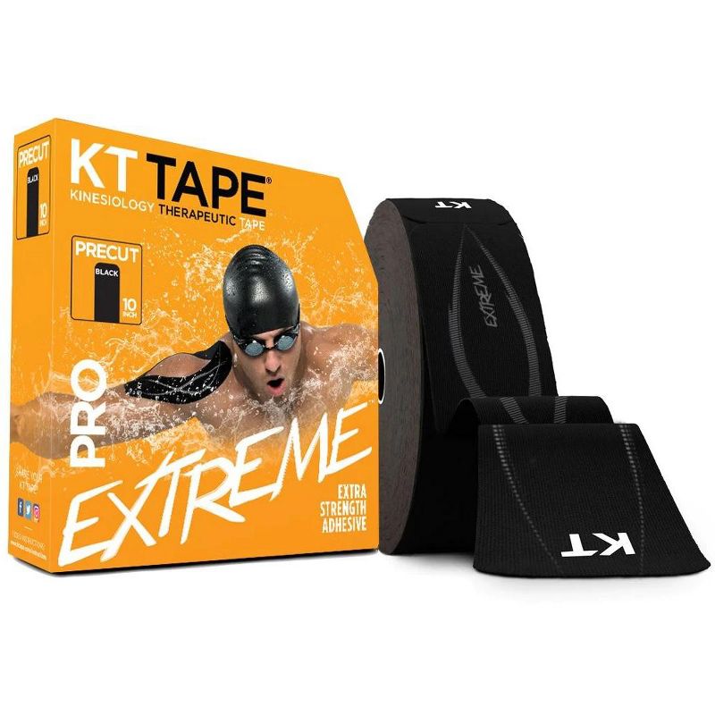 KT Tape PRO Extreme, Synthetic Jumbo Kinesiology Athletic Tape, 150 Count, 10” Precut Strips, Black, 1 of 6