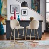 2pk 24" Karianne Linen Upholstered Counter Height Barstools Beige - Inspire Q: Iron Frame, Spot Clean, Fixed Height - 2 of 4