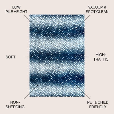 Navy and Cream Abstract Washable 8' x 10' Area Rug