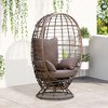 Wicker Egg Chair, 360 Rotating Indoor Outdoor Boho Basket Seat with Cushion and Pillows for Backyard, Porch, Patio, Garden, Steel Frame - 2 of 4