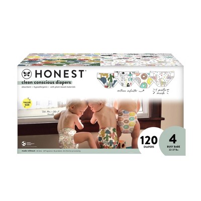 The Honest Company Clean Conscious Disposable Diapers Four Print Pack- Size 4 - 120ct