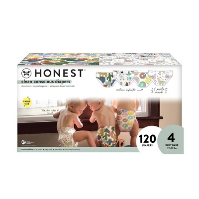 Image of The Honest Company Clean Conscious Disposable Diapers Four Print Pack- Size 4 - 120ct