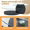 Oval Coffee Table with Double Layer Design, Glass Cocktail Table Accent Table Sofa Side Table Center Table, Marble / Wood Grain - ModernLuxe - 4 of 4