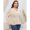 BLUEMING Womens Plus Size Blazers Business Casual Knit Blazer Long Sleeve Shawl Lapel High Waist Jackets - 3 of 4
