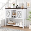 Farmhouse Sideboard Buffet Cabinet with Sliding Barn Doors, Open Storage Shelf & Wine Racks, Entryway Table for Kitchen, Dining Room, Hallway - 3 of 4