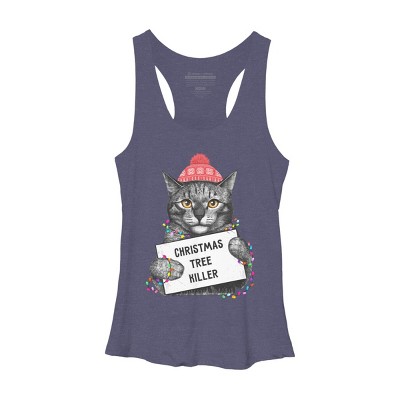 Women's Design By Humans Christmas tree killer By kodamorkovkart Racerback Tank Top