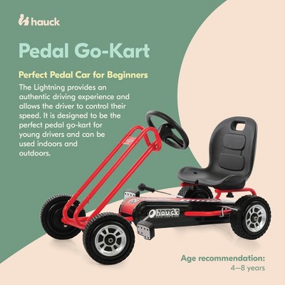 Red Ergonomic Pedal Ride-On Go Kart with Steel Frame