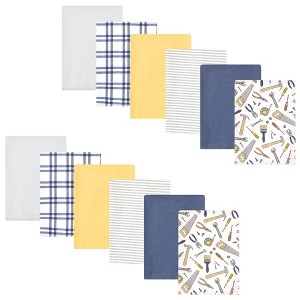 Hudson Baby Infant Boy Cotton Flannel Burp Cloths Bundle, Construction Work, One Size - 1 of 4
