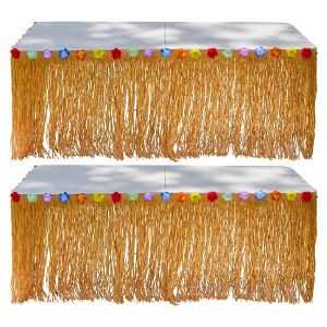 Playbees Hawaiian Luau Grass Table Skirt Set - 2-Pieces, 9ft x 29in - 1 of 4