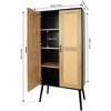 59" Tall Rustic Farmhouse Storage Cabinet with Enough Storage Space 2 Doors Wooden Home Furniture for Dining Room Corridor Home Office Natural - 2 of 4