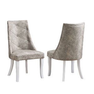 Kings Brand Furniture Elmer Crystal-Tufted Upholstered Fabric Dining Room Chairs, Set of 2 - 1 of 3