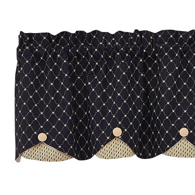 Black and Beige Scalloped Rod Pocket Valance