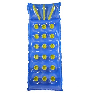 Swim Central 76" Blue and Yellow Inflatable 18-Pocket French Style Swimming Pool Air Mattress - 1 of 4