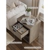 Vipbear Nightstand  Scandinavian Nightstand with Recessed Drawers Storage Cabinet Large Modern Mid-Century Wooden Nightstand - 4 of 4