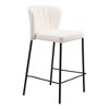 HomeRoots Set of Two 26" Cream And Black Faux Leather And Steel Counter Height Bar Chairs - 4 of 4