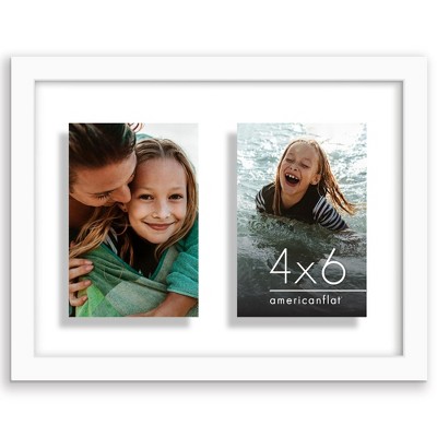 Americanflat 4x6 Double Picture Frame with Shatter-Resistant Glass - Fits Two 4x6 Photos or use as One 9x12 Picture Frame - Signature Collection -
