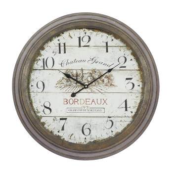 Metal Wall Clock with Bordeaux Brown - Olivia & May