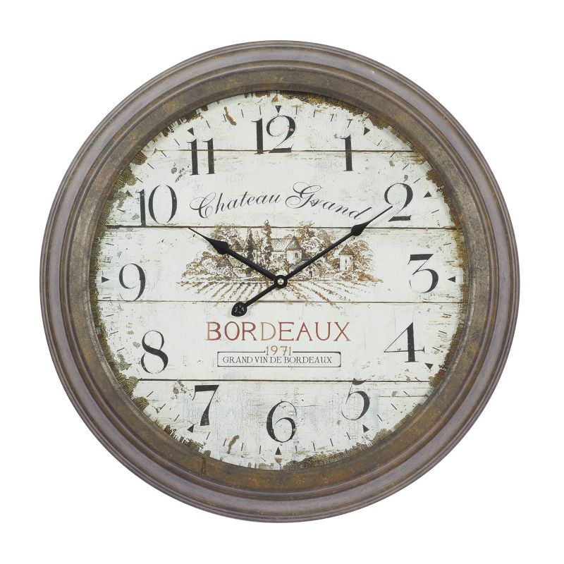 Metal Wall Clock with Bordeaux Brown - Olivia & May, 1 of 19