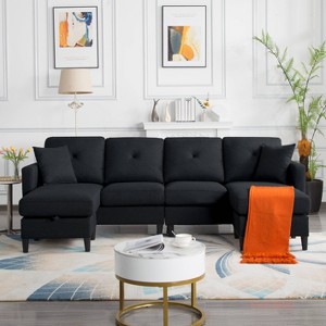 MAYEERTY 99.2" U-Shaped Modular Sectional Sofa - Storage Ottomans, Removable Washable Seat Covers, 2 Colors - 1 of 3