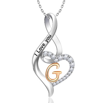 Molenia Heart Initial Necklace for Women, 925 Sterling Silver Heart Letter Pendant Necklace for Her, Fine Jewelry Necklace Gifts for Her Wife Women