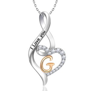Molenia Heart Initial Necklace for Women, 925 Sterling Silver Heart Letter Pendant Necklace for Her, Fine Jewelry Necklace Gifts for Her Wife Women - 1 of 4