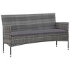 VidaXL 2 Piece Patio Lounge Set with Cushions Poly Rattan Gray - 2 of 4
