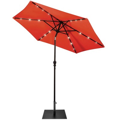 Tangkula 9 Ft Patio Table Market Umbrella w/ 18 Solar LED Lights & Heavy-duty Base