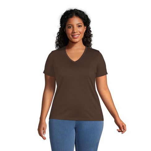 beslutte assistent desinfektionsmiddel Lands' End Women's Plus Size Relaxed Supima Cotton Short Sleeve V-neck T- shirt - 2x - Rich Coffee : Target