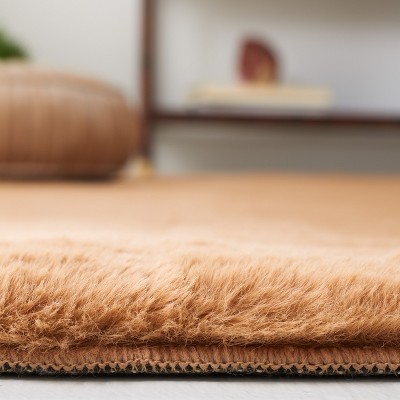 Brown Faux Rabbit Fur 6' x 9' Washable Area Rug