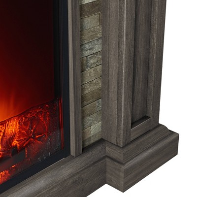 48" Brown MDF Freestanding Electric Fireplace with Remote