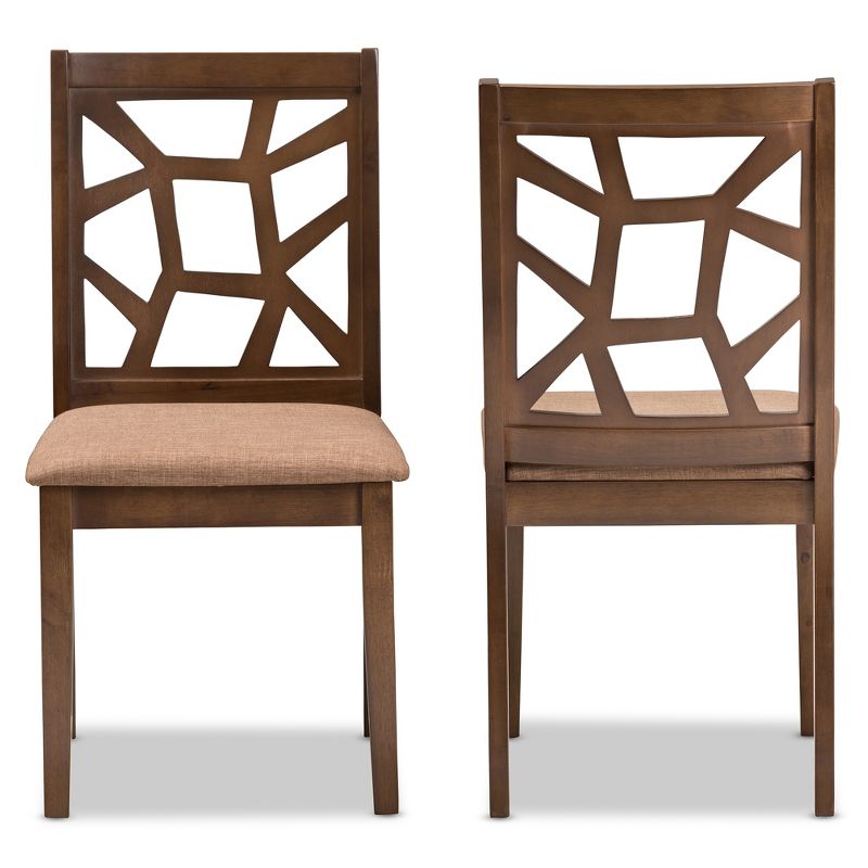 Set of 2 Abilene Midcentury Fabric Upholstered And Walnut Finished Dining Chairs Brown - Baxton Studio, 3 of 9