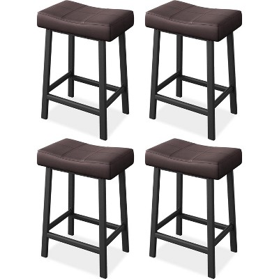 Counter Height Bar Stools Set of 4, 24 Inch Barstools for Kitchen Island Counter, Iron Frame, MDF Base, for Dining Room