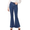 Allegra K Women's Vintage High Waist Stretch Denim Bell Bottoms Jean Pants - 2 of 4