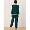 cheibear Women's Long Sleeve Pullover Top with Pants Sleepwear Pajama Sets - 3 of 4