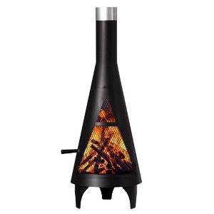 50" Black Outdoor Metal Wood Burning Chimenea Patio Heater Fire Pit for Backyard or Deck, Includes Fire Pit Poker Handle - 1 of 4