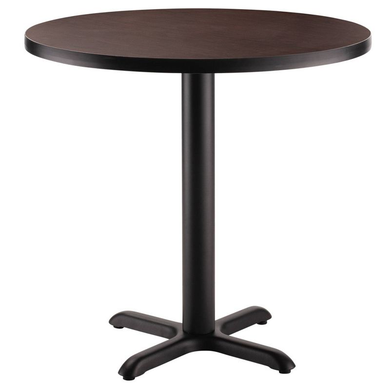 36&#34; Round Composite Core Dining Height Dining Table Laminated Mahogany with Black Steel Base - National Public Seating, 3 of 4