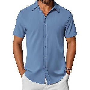COOFANDY Mens Casual Shirts Short Sleeve Button Down Shirt Wrinkle Free Summer Shirt - 1 of 4
