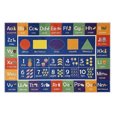 Padded Velvet Fleece Polyester Rug - Low Pile, Non-Slip, Easy-Clean, Ideal for Kids' Rooms - Antistatic, Durable - 39.5 x 59 Inches - EDU
