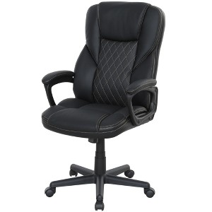 High Back Ergonomic Office Chair, PU Leather Executive Desk Chair with Adjustable Height and Swivel Wheels - 1 of 4